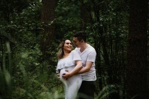 Adelaide maternity photographer's photo of a pregnant mother in a white dress.